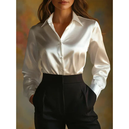 Solid-color Casual Loose-fit Women's Shirt - Gizmo Galaxy