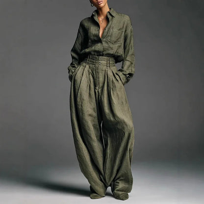 Shirt And Trousers Two-piece Set Cardigan Long Sleeves Loose Fit Fashionable Unisex Style - Gizmo Galaxy