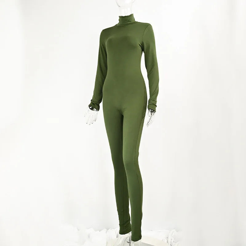 Autumn And Winter Solid Color Tight Long Sleeve Fleece-lined Yoga Jumpsuit - Gizmo Galaxy