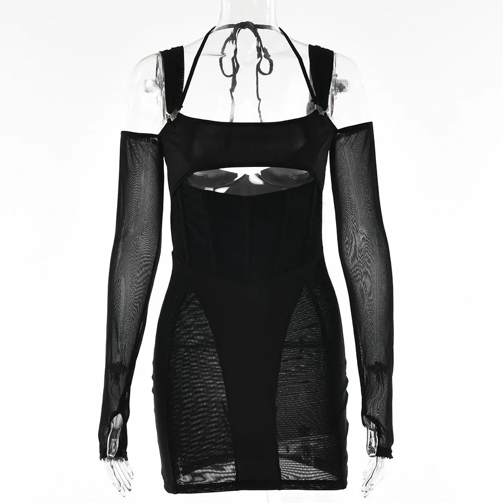 Women's Sling Tight Dress Fashion Backless Mesh See-through Hip Skirt - Gizmo Galaxy