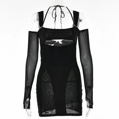 Women's Sling Tight Dress Fashion Backless Mesh See-through Hip Skirt - Gizmo Galaxy