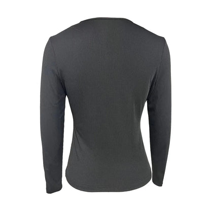 Ladies' Fashionable Solid Color Premium Cross V-neck Sexy Elegant Long Sleeved T-shirt Top - Gizmo Galaxy