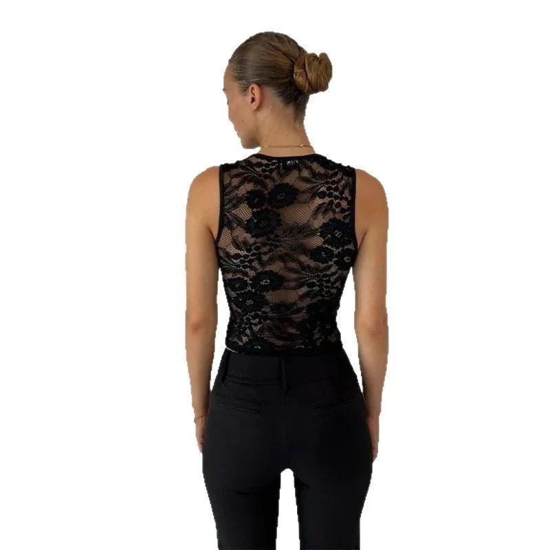 Sexy Suspenders Backless Lace Vest Top - Gizmo Galaxy