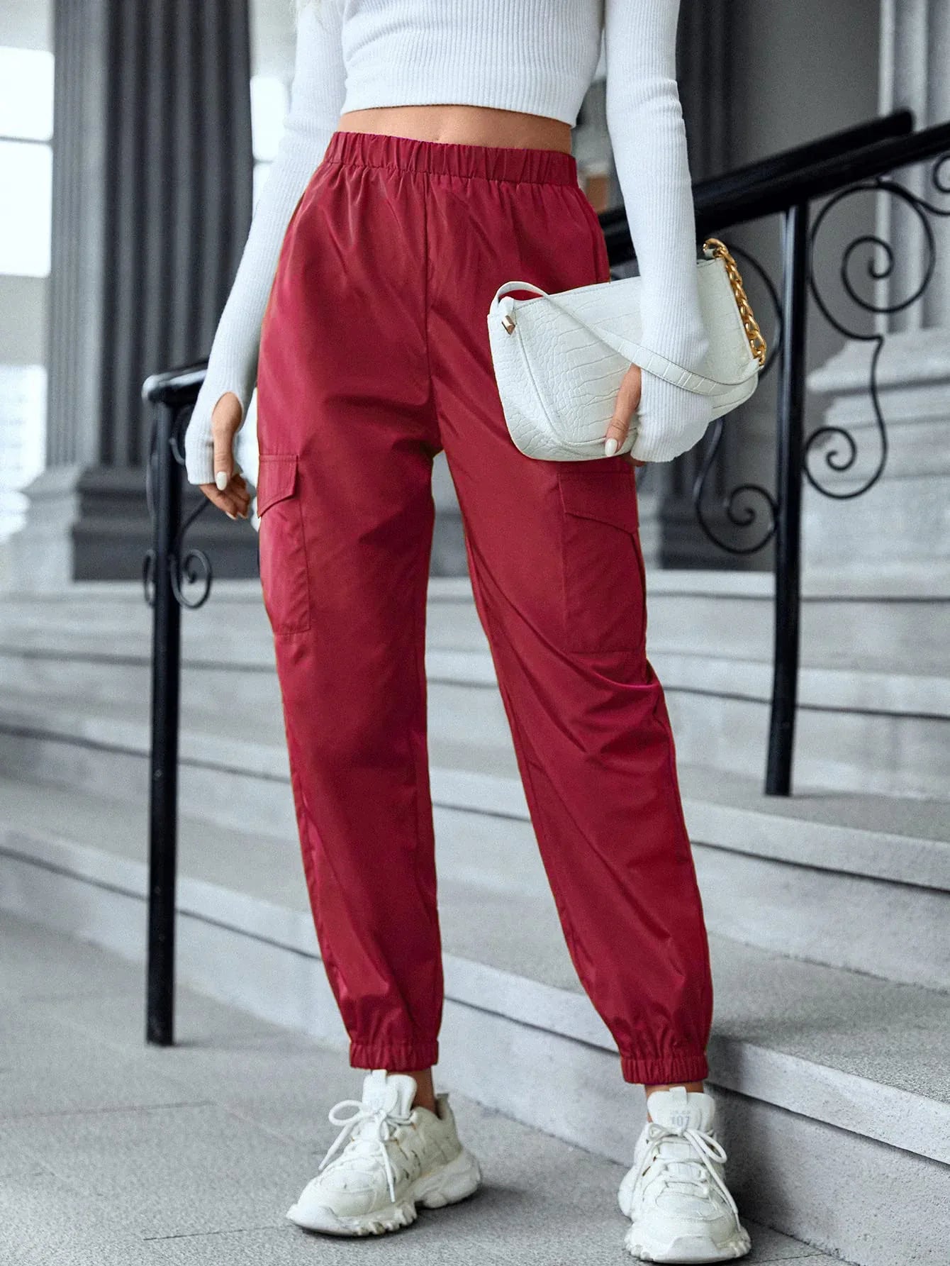 Multi-Color Casual Working Pants Multi-pocket Skinny Pants - Gizmo Galaxy