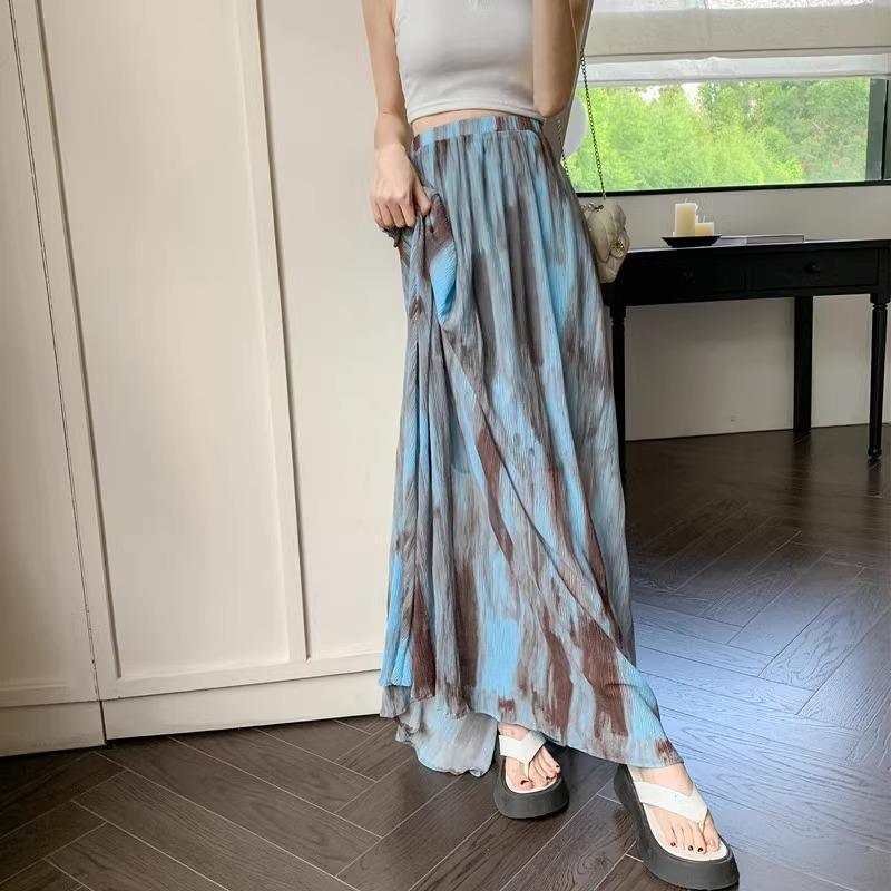 Retro Tie-dye High-waisted Slimming A-line Skirt - Gizmo Galaxy