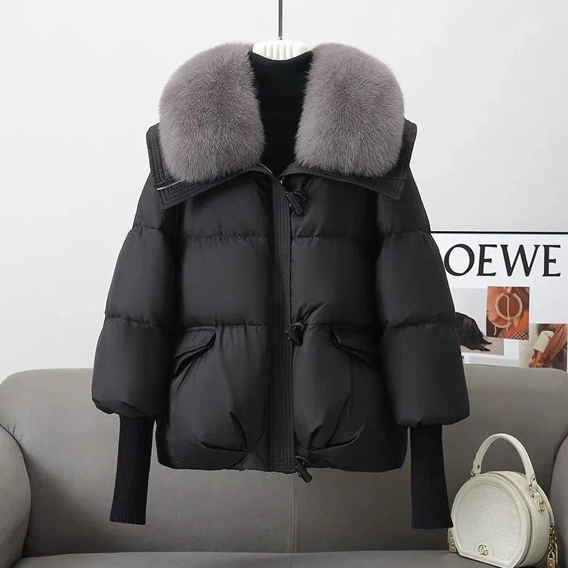Down Cotton-padded Jacket Women's Short Fur Collar Thickened Coat Winter Clothing - Gizmo Galaxy