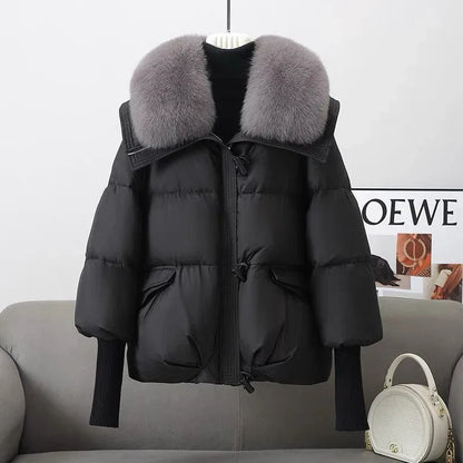 Down Cotton-padded Jacket Women's Short Fur Collar Thickened Coat Winter Clothing - Gizmo Galaxy
