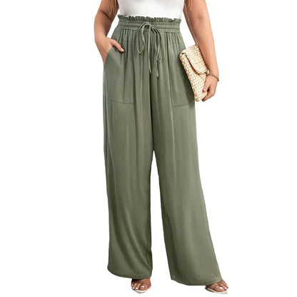 Waist-cinching Drawstring Elastic Waist With A Draped Feel, Comfortable And Slimming, Versatile Casual Wide-leg Pants For Women - Gizmo Galaxy