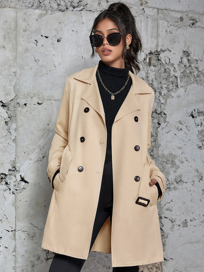 Women's Mid-length Trench Coat British Style Coat - Gizmo Galaxy