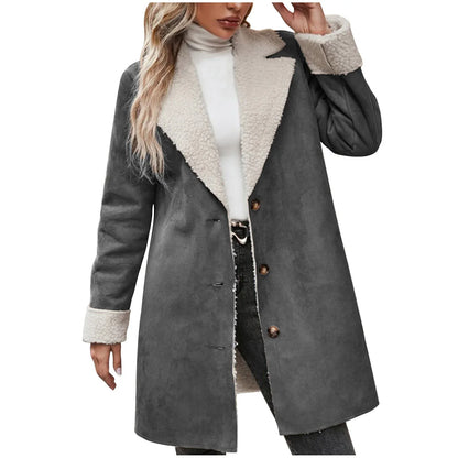 Long Sleeve Lapel Thickening Plush Coat - Gizmo Galaxy