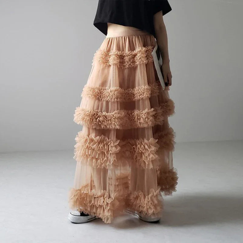 Three-layer Spliced Mesh Japanese-style Women's Skirt - Gizmo Galaxy