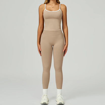 Women's Vest And Pants Color-blocking Yoga Set - Gizmo Galaxy