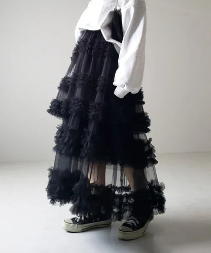 Three-layer Spliced Mesh Japanese-style Women's Skirt - Gizmo Galaxy
