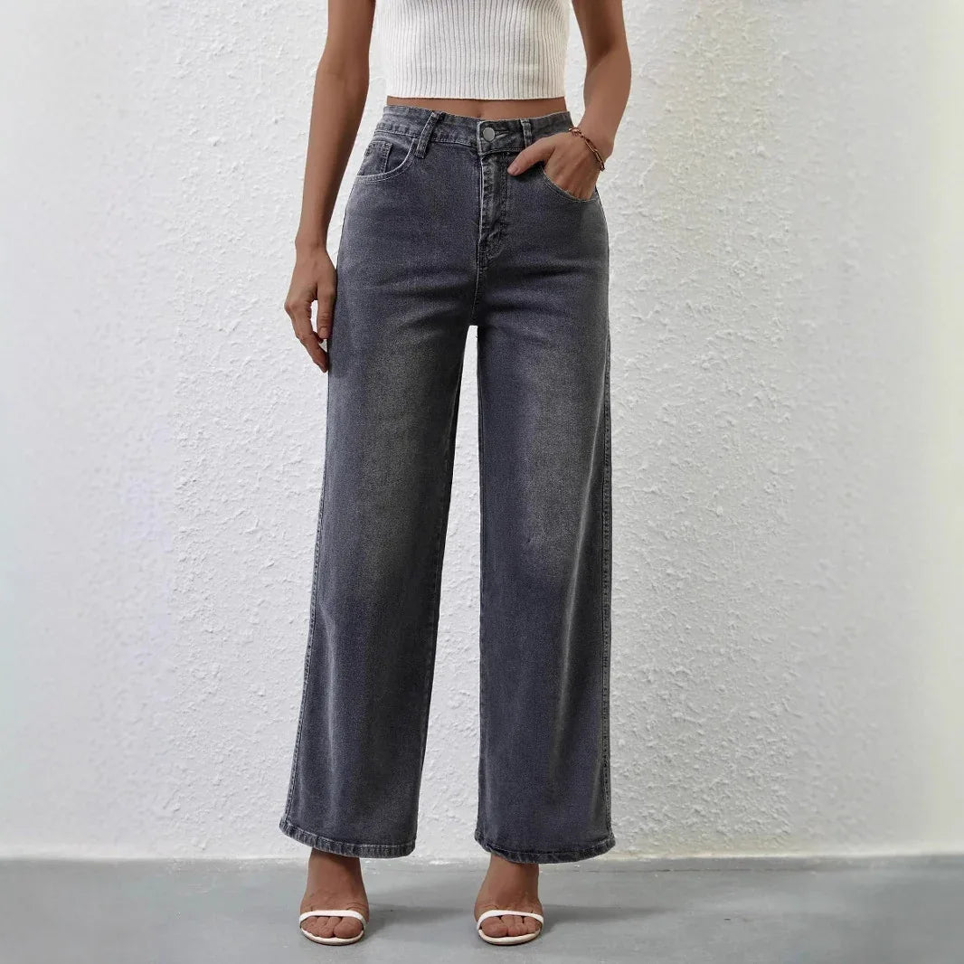 Women's Fashion Casual Stretch Straight High Waist Jeans - Gizmo Galaxy