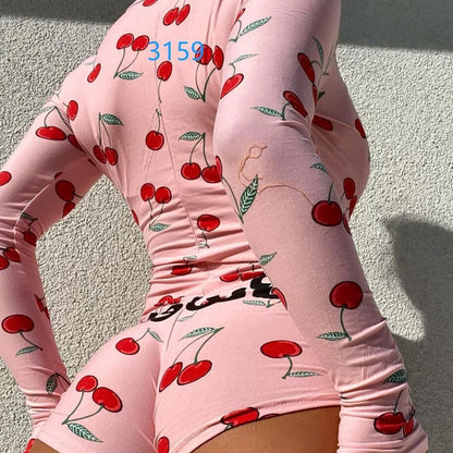 Full-body Printed Long-sleeve Underwear Bodysuit - Gizmo Galaxy