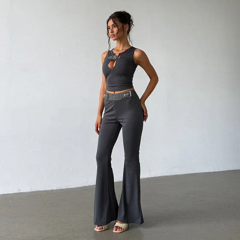 Sexy Hollow-out Sleeveless Tank Top With High Waist - Gizmo Galaxy