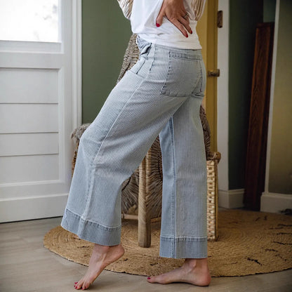 Women's Wide-leg Casual Loose Striped High-waisted Wide-leg Pants - Gizmo Galaxy
