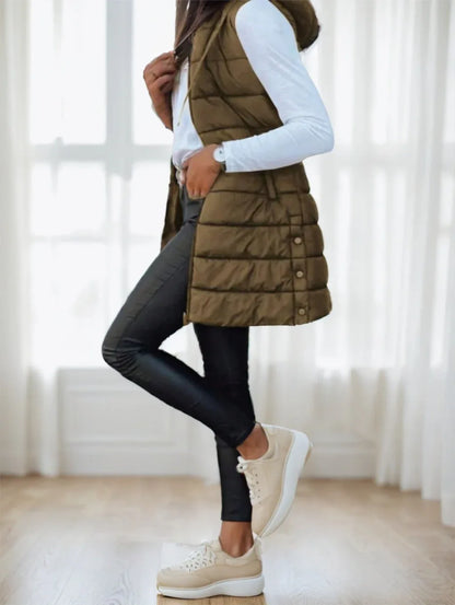 Women'S Elegant Hooded Puffer Vest - Gizmo Galaxy