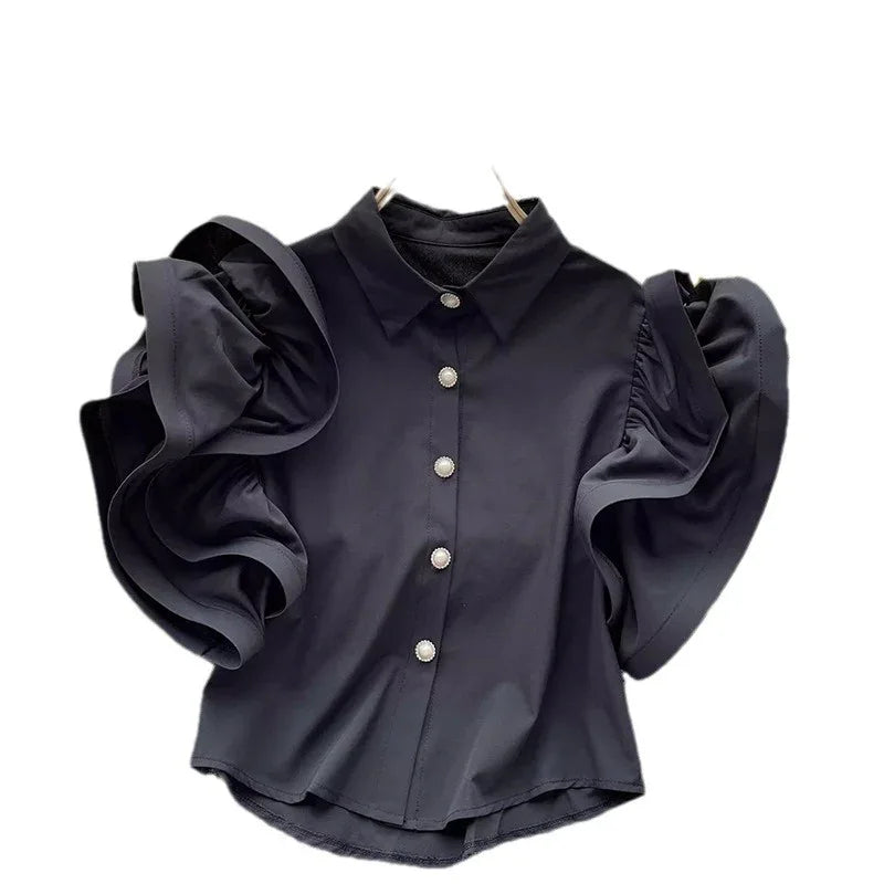 French Niche Design Ruffled Blouse For Women - Gizmo Galaxy