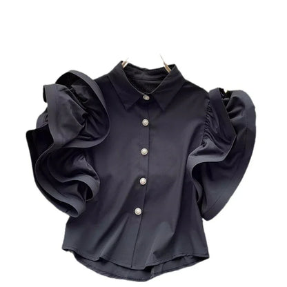 French Niche Design Ruffled Blouse For Women - Gizmo Galaxy