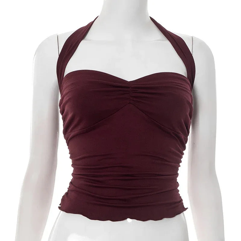 Lace-up Halterneck Backless Sexy T-shirt - Gizmo Galaxy