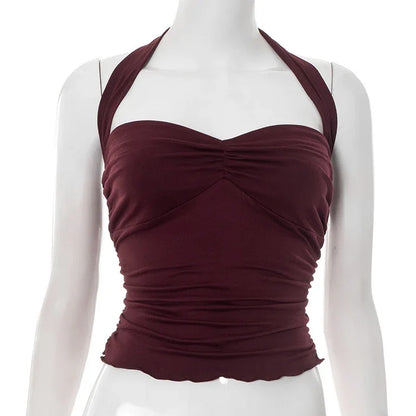 Lace-up Halterneck Backless Sexy T-shirt - Gizmo Galaxy