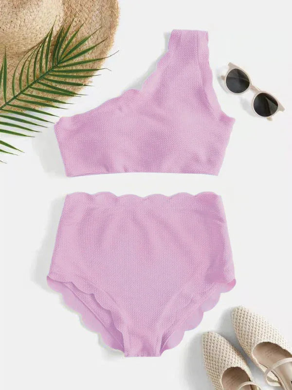 European And American-style Petal-patterned Sexy Off-shoulder High-waist Bikini - Gizmo Galaxy