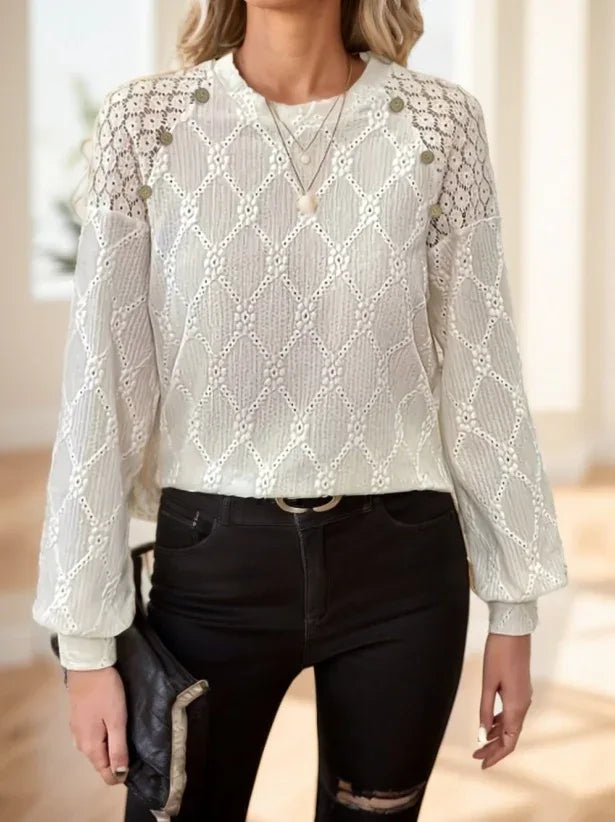 Ladies Casual Long Sleeve Round Neck - Gizmo Galaxy