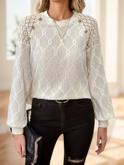 Ladies Casual Long Sleeve Round Neck - Gizmo Galaxy
