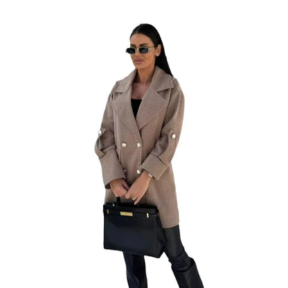 Fashion Commuter H-shaped Suit Collar Woolen Coat - Gizmo Galaxy