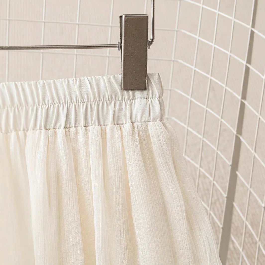 Women's Solid Textured Mesh Casual Loose Wide-leg Pants - Gizmo Galaxy