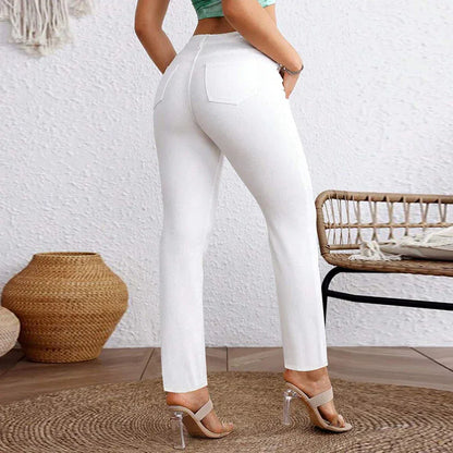 Plus Size White Cropped Straight Jeans - Gizmo Galaxy