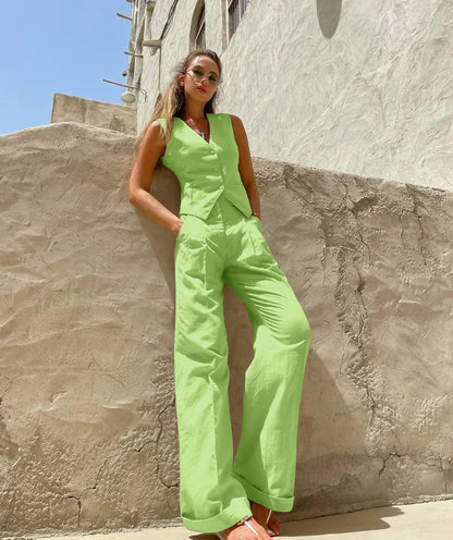 Arrival Commuter Vacation Two-piece Set In Solid Color - Gizmo Galaxy