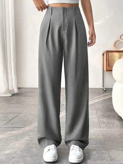 Ladies' High-waisted Slim-fit Suit Pants Wide-leg Floor-dragging Pants - Gizmo Galaxy