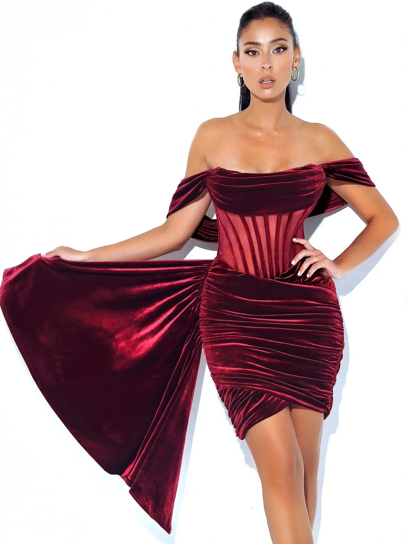 Women's Velvet With Breast Sexy Evening Dress - Gizmo Galaxy