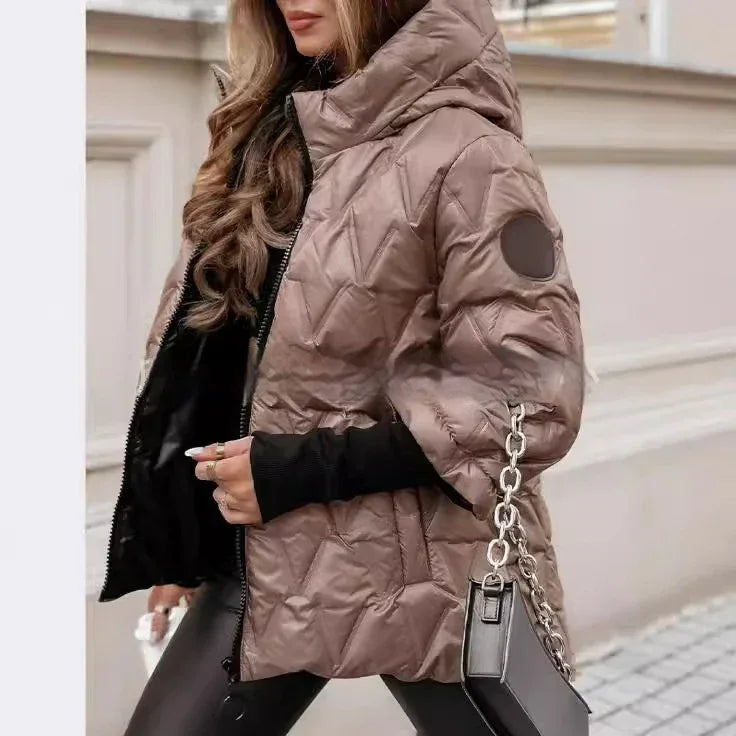 Fashion Hooded Fashion Loose-fitting Long Sleeves Patchwork Cotton Jacket Coat - Gizmo Galaxy