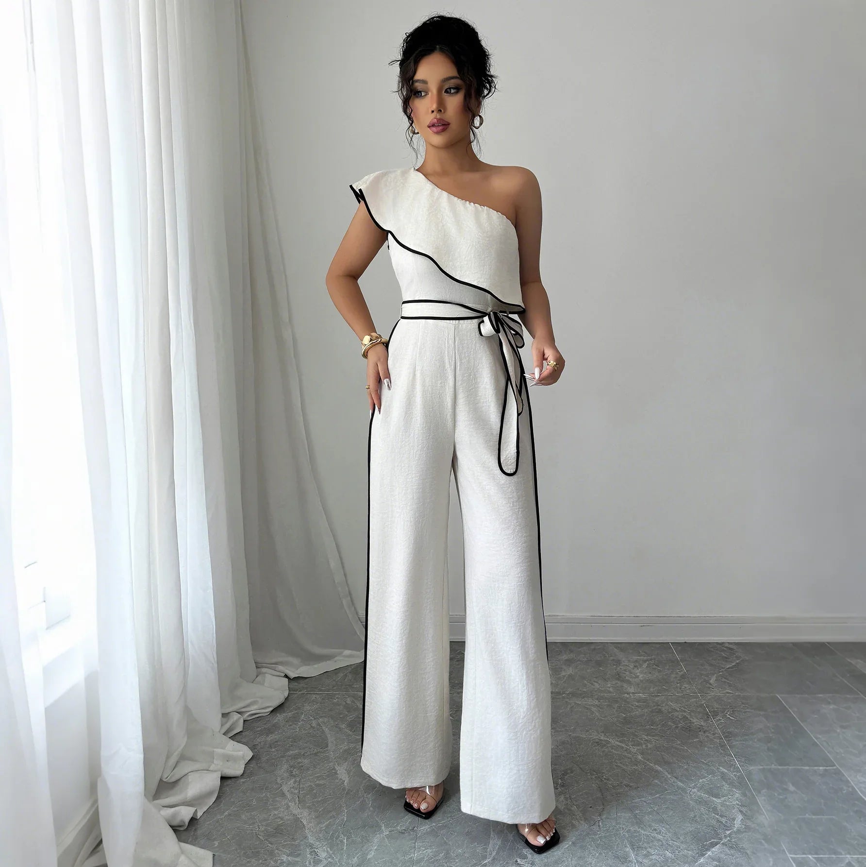 European And American Elegant Style Off-shoulder Vest Wide-leg Jumpsuit Women's Independent High Waist - Gizmo Galaxy