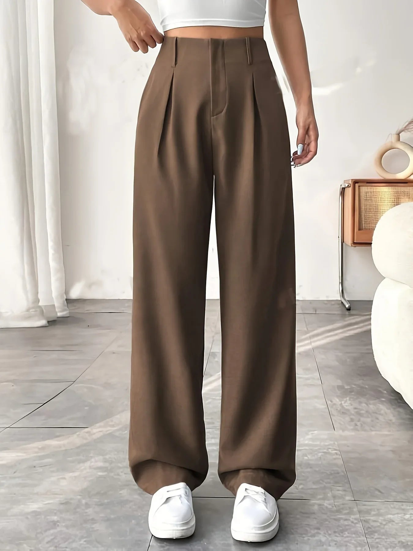 Ladies' High-waisted Slim-fit Suit Pants Wide-leg Floor-dragging Pants - Gizmo Galaxy