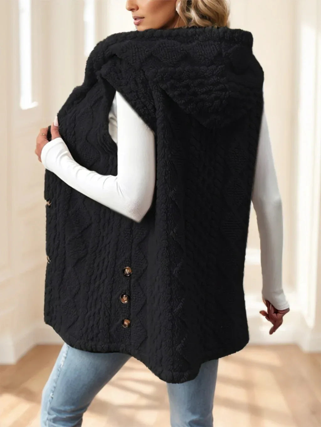 Women's Red Hooded Fleece Vest - Gizmo Galaxy