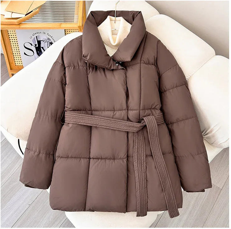 Waist-controlled Lace-up Cotton Coat Jacket Women - Gizmo Galaxy