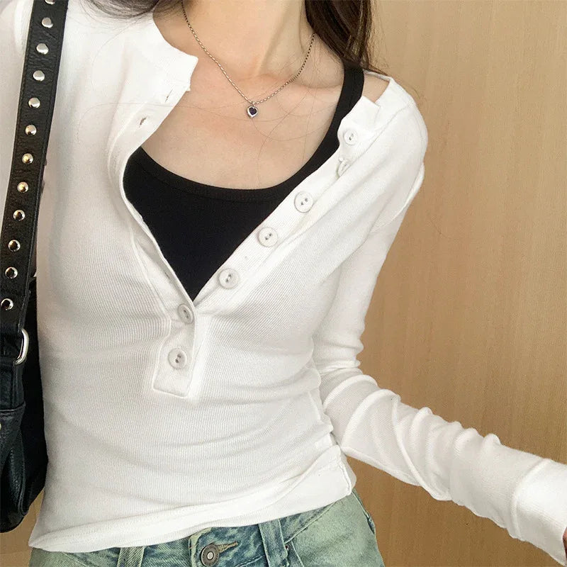 Pure Desire Long Sleeve Slim Design Sense Inner Bottoming Shirt Women - Gizmo Galaxy