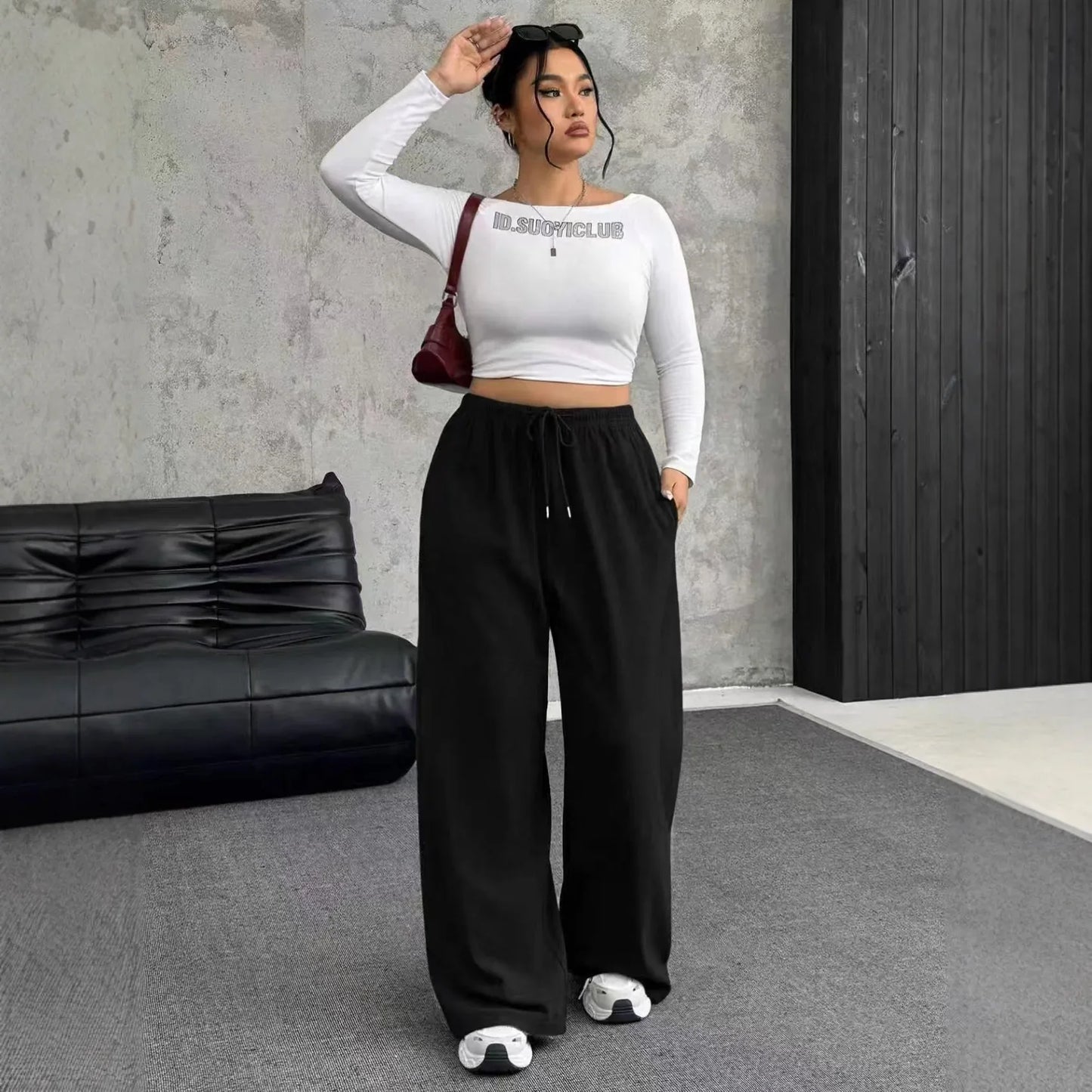 New Women's Drawstring-waist Straight-leg Casual Loose Pants - Gizmo Galaxy