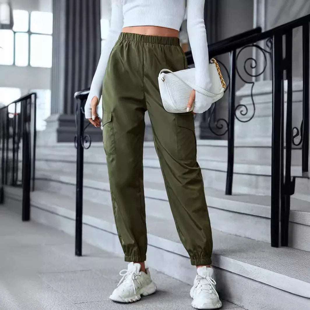 Multi-Color Casual Working Pants Multi-pocket Skinny Pants - Gizmo Galaxy