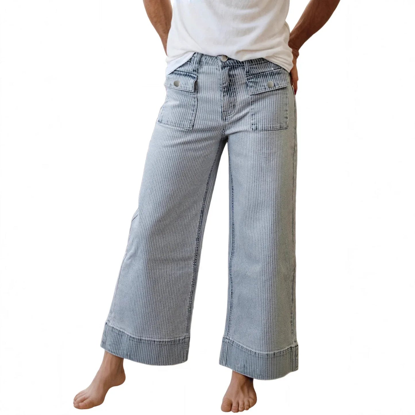 Women's Wide-leg Casual Loose Striped High-waisted Wide-leg Pants - Gizmo Galaxy