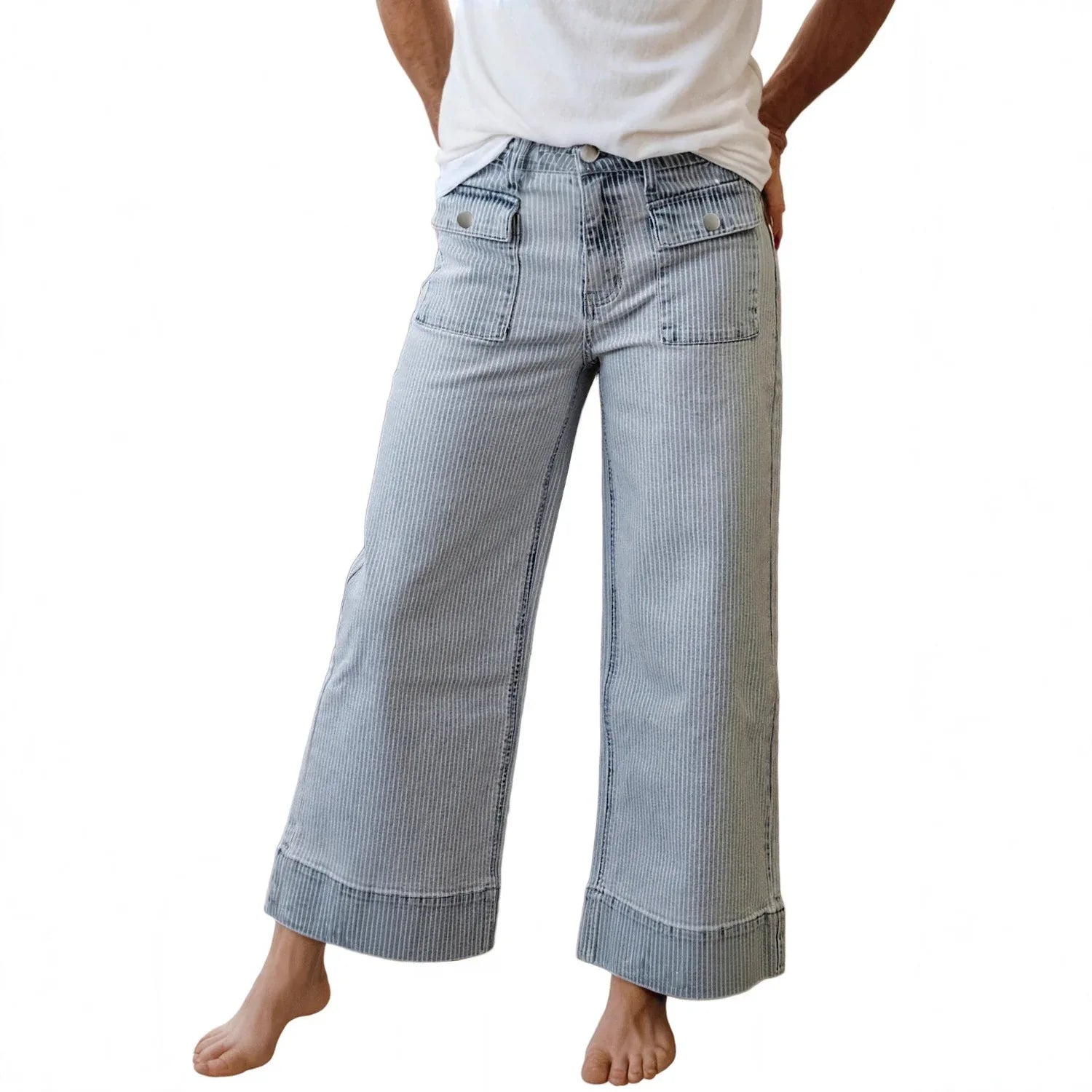 Women's Wide-leg Casual Loose Striped High-waisted Wide-leg Pants - Gizmo Galaxy