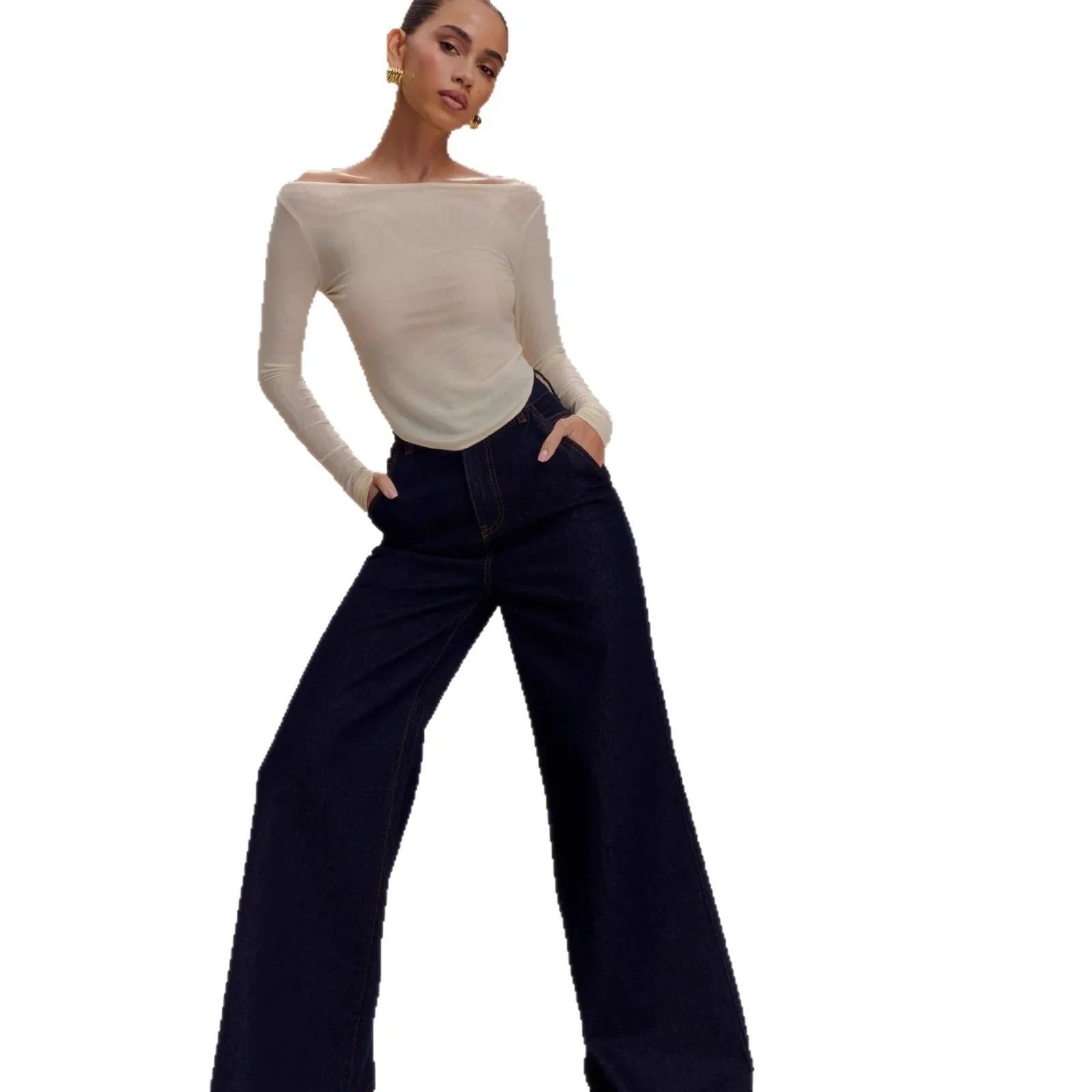 European And American Graceful And Fashionable Wide Leg Jeans Loose Ladies - Gizmo Galaxy