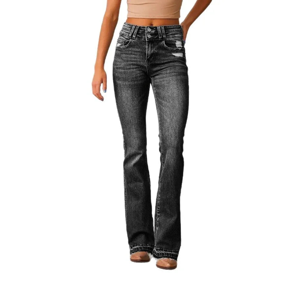 Women's Casual Versatile Ripped Washed Jeans - Gizmo Galaxy