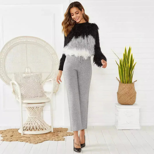 Mid-waist Woven Stretch Slimming And Warm Trousers - Gizmo Galaxy