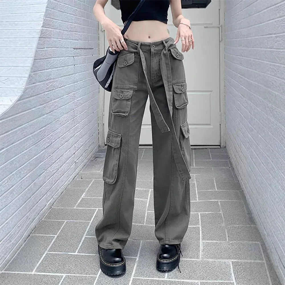 Women's American Vintage Multi-pocket Distressed Loose Cargo Pants - Gizmo Galaxy