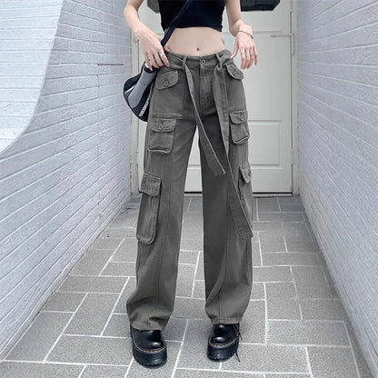 Women's American Vintage Multi-pocket Distressed Loose Cargo Pants - Gizmo Galaxy